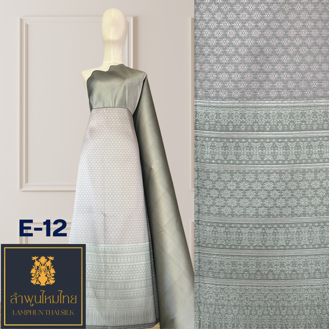 ผ้าไหมยกดอก ยกเล็ก E-12